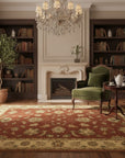 Brown Agra traditional oriental hand-knotted wool area rug