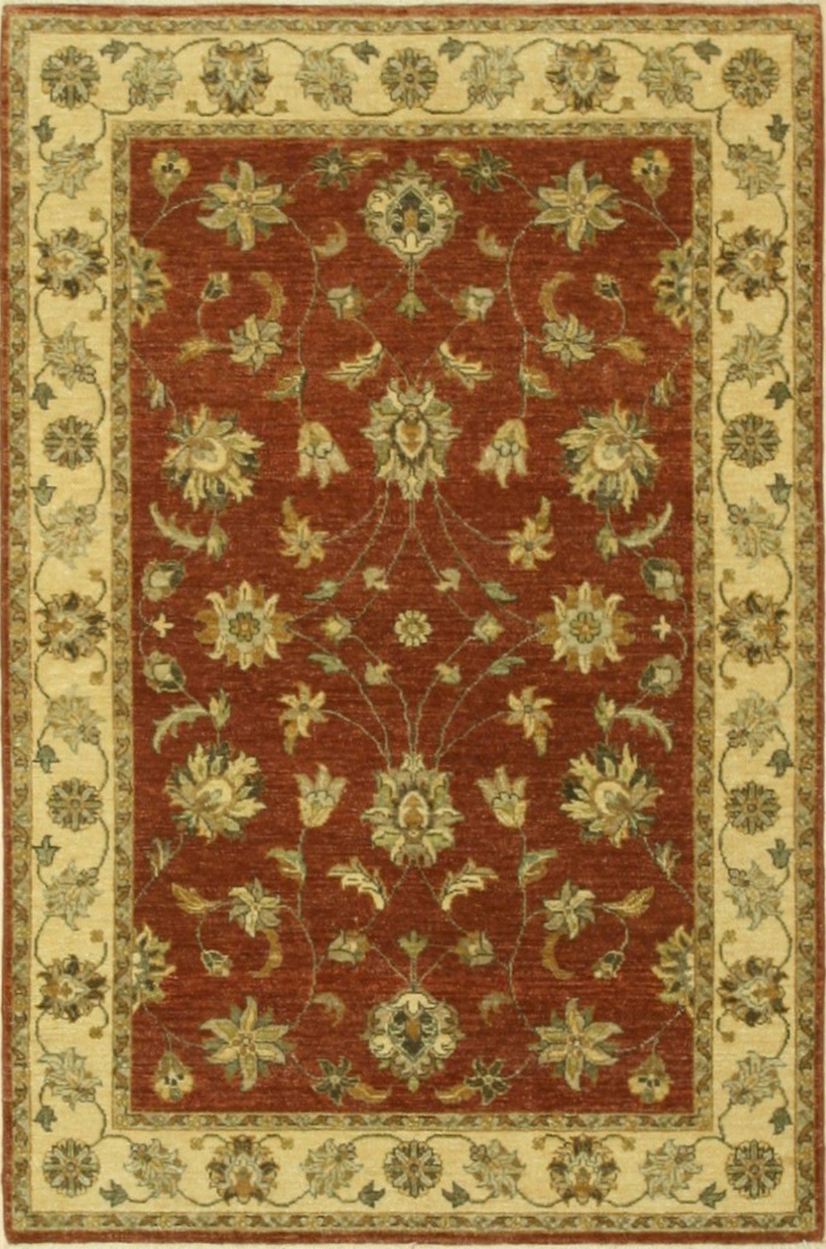 Isolated view of Giselle Agra Multicolor Hand Knotted Wool Rug, showcasing its vibrant and intricate design.