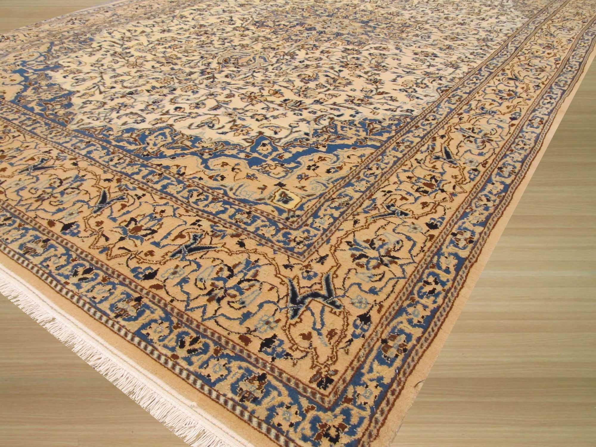 Louie Traditional Ivory Hand Knotted Wool & Silk Rug, showcasing its intricate traditional design with ivory hues and luxurious texture.