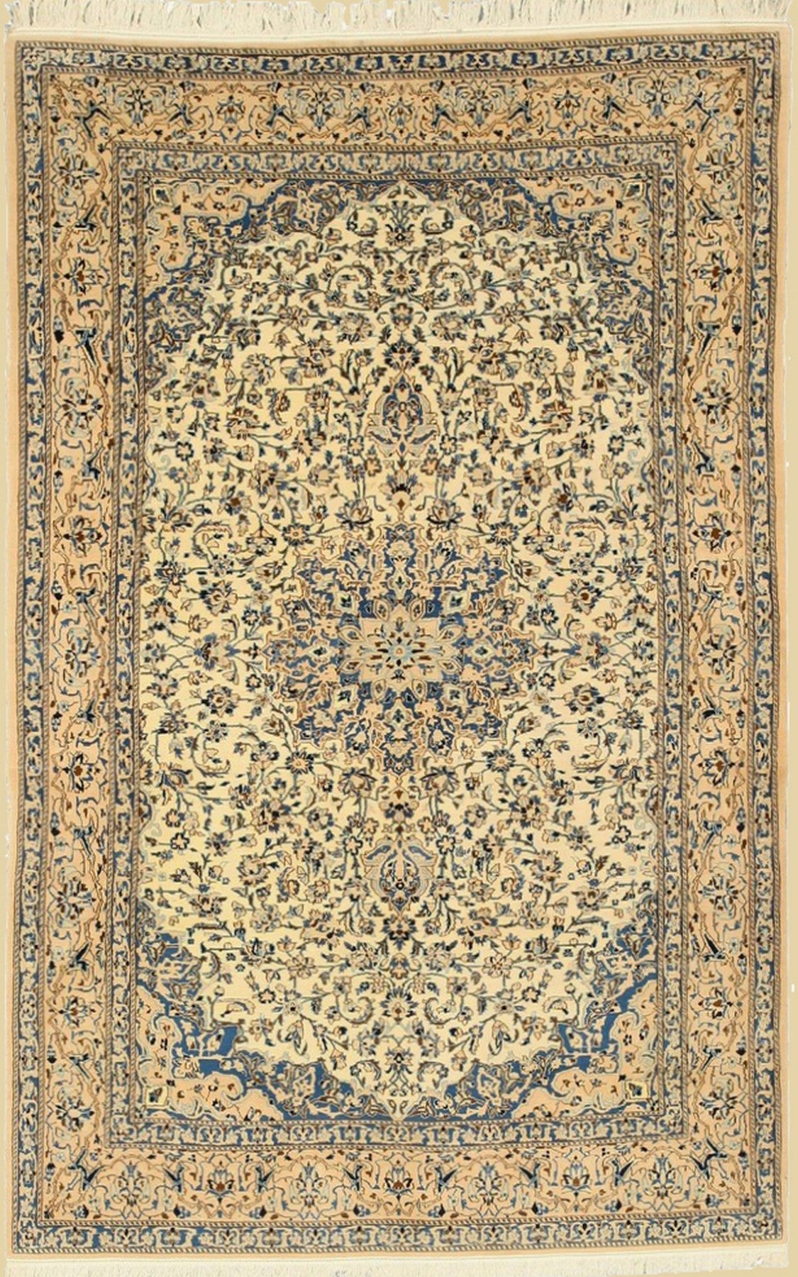 Isolated view of Louie Traditional Ivory Hand Knotted Wool & Silk Rug, showcasing its intricate traditional design.