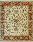 Isolated view of Exquisite Agra Multicolor Hand Knotted Wool Rug, showcasing its intricate, vibrant floral and geometric design.