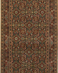Isolated view displaying the Sleek Oriental Navy Hand Knotted Wool Rug, highlighting its intricate oriental design.