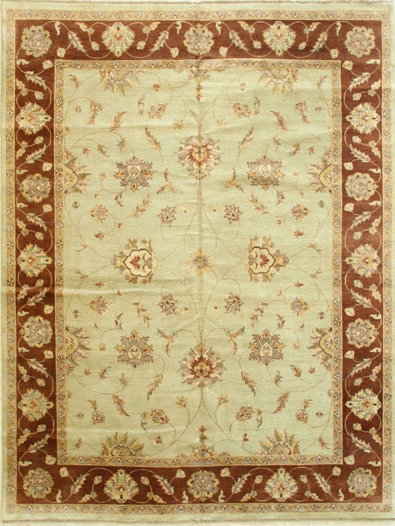 Isolated view of Alluring Artisan Multicolor Hand Knotted Wool Rug, showcasing its vibrant, intricate design.