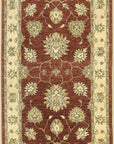 Isolated view of Timeless Oushak Red Hand Knotted Wool Rug, showcasing its intricate floral and geometric design.