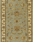 Isolated view of Zinnia Agra Green Hand Knotted Wool Rug, showcasing its intricate floral design and rich green hues.