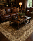 Laine Agra Brown Hand Knotted Wool Rug styled in a modern living room - area rug lifestyle photo
