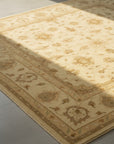 Beige Peshawar traditional oriental hand-knotted wool area rug