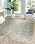 Timeless Oushak Pink Hand Knotted Wool Rug, its delicate blush tones and intricate floral patterns lending warmth and elegance to a bright, modern living space.