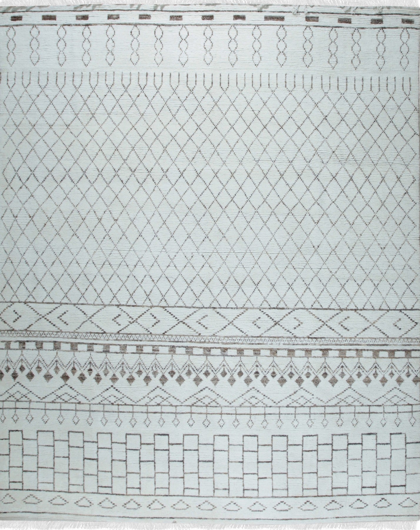 Isolated view of Jasmine Moroccan Ivory Hand Knotted Wool Rug, showcasing its design.