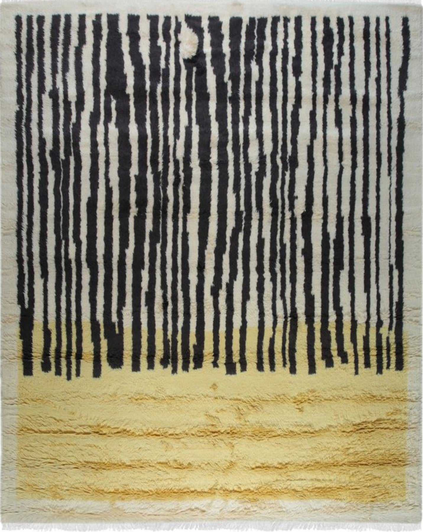 Isolated view showcasing the Mira Iris Yellow Hand Knotted Wool Rug, highlighting its intricate hand-knotted design.