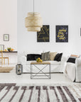 Nadia Mira Brown Hand Knotted Wool Rug, featuring a warm, earthy brown palette and intricately hand-knotted details, displayed in a styled room setting.