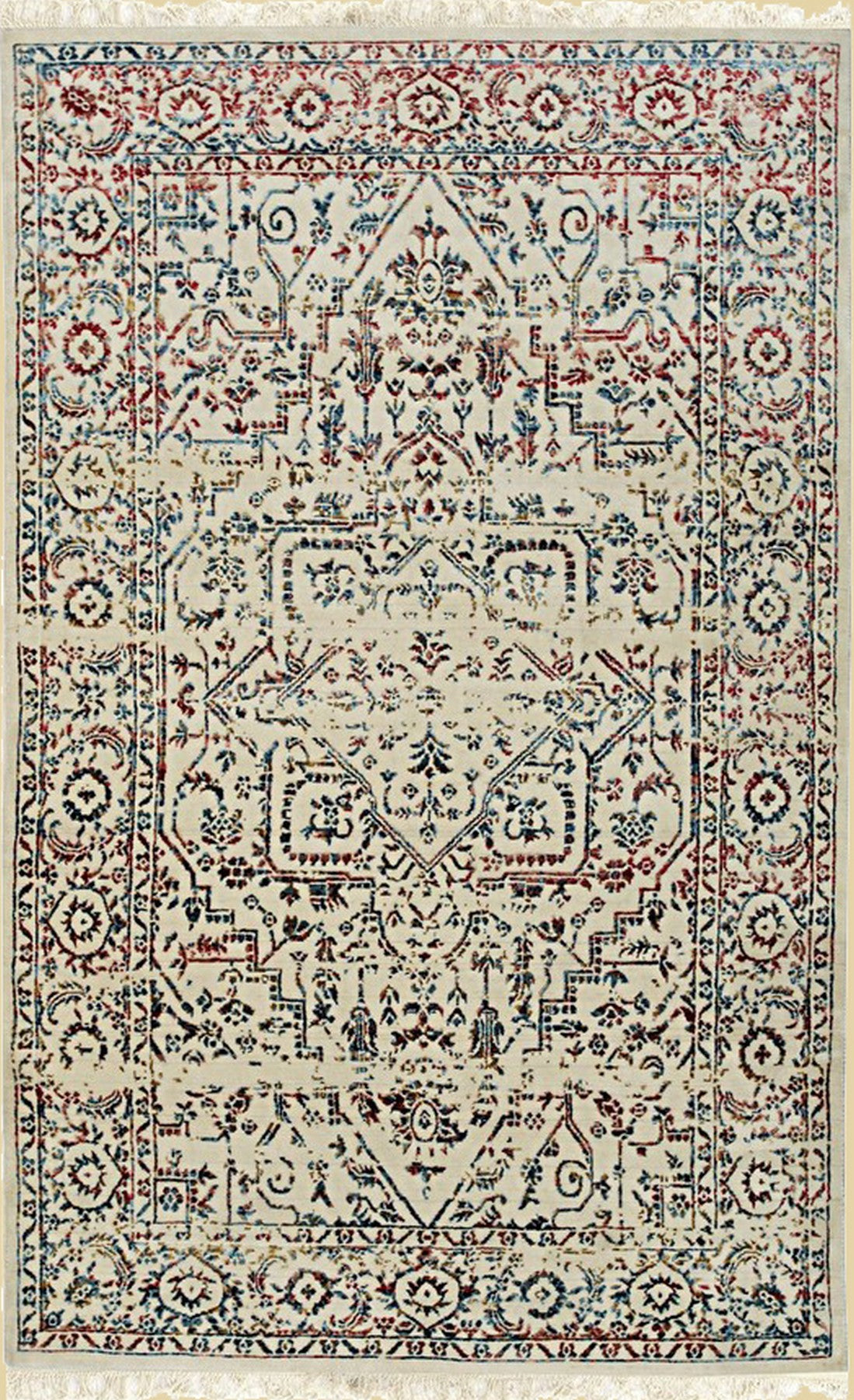 Isolated view of Lila Chic Multicolor Hand Knotted Wool & Viscose Rug, showcasing its design.