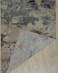 Versatile Enchanting Red Hand Knotted Wool & Viscose Rug, deep red field woven with a subtle, shimmering pattern, lies flat displaying its fine texture and artisanal construction.