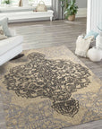 Rustic Stylish Beige Hand Tufted Wool Rug, warm beige hues and textured hand-tufted wool create a cozy, inviting atmosphere in a contemporary living space.