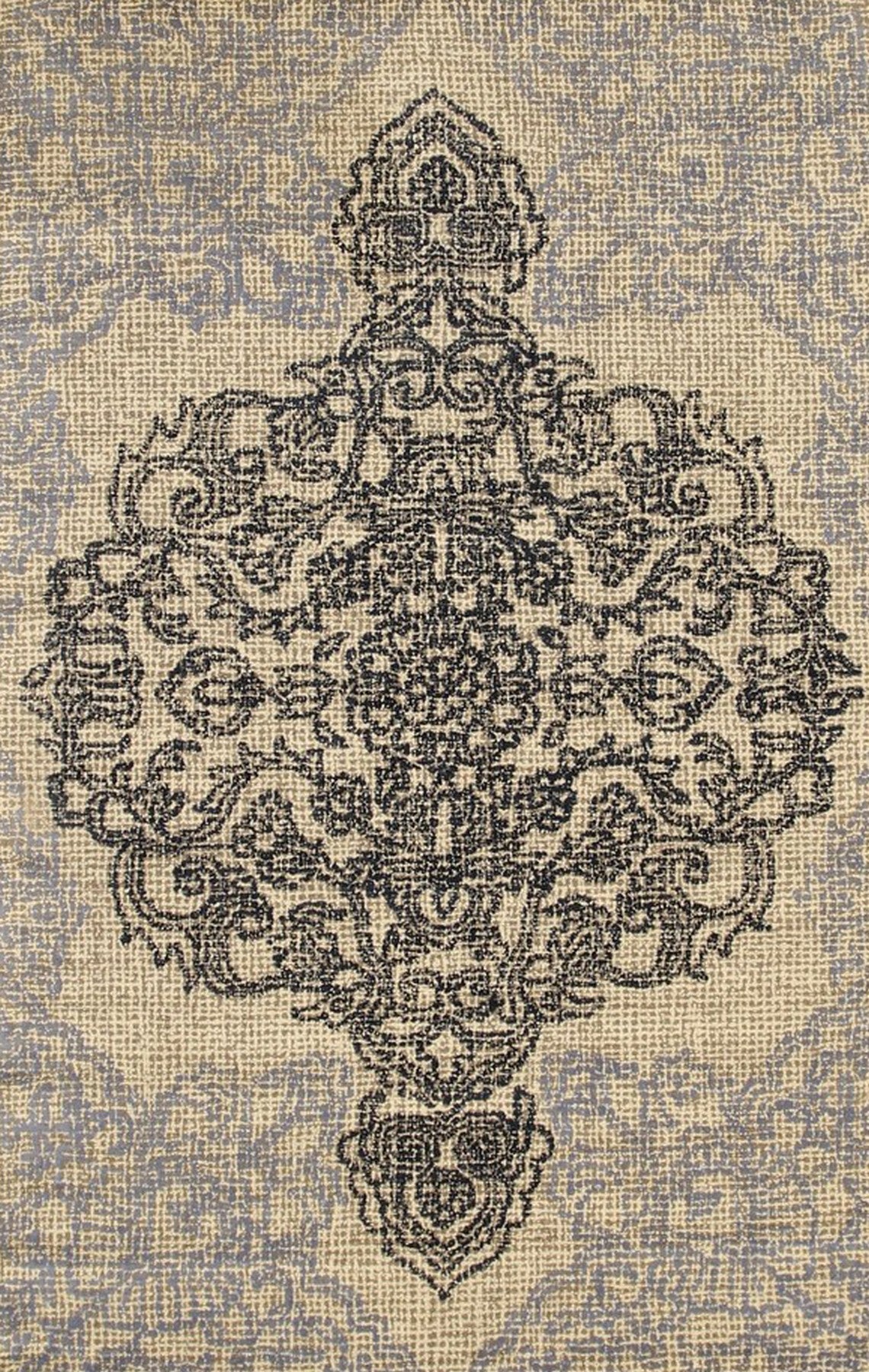 Isolated view of Rustic Stylish Beige Hand Tufted Wool Rug, showcasing its design.