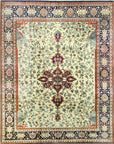 Isolated view of Classic Traditional Multicolor Hand Knotted Wool Rug, showcasing its intricate design.