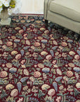Delicate Traditional Multicolor Hand Knotted Wool Rug, vibrant hues dance across hand-knotted wool, showcasing intricate traditional patterns within a warmly lit room.