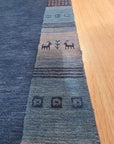 Handloomed Blue Gabbeh Tribal Wool Area Rug - view 5