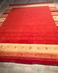 Handloomed Red Gabbeh Tribal Wool Area Rug - view 11