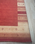Handloomed Red Gabbeh Tribal Wool Area Rug - view 12