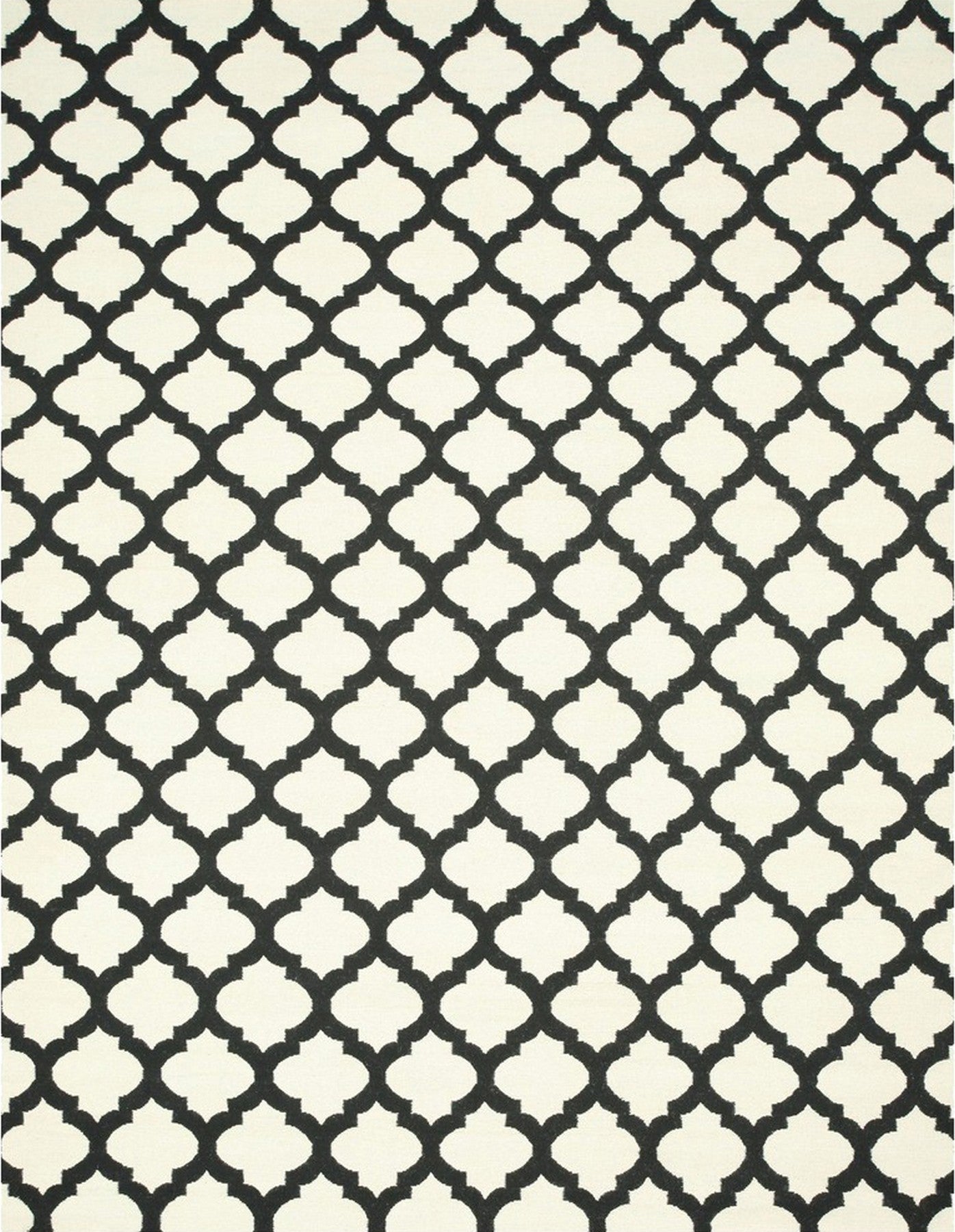 Isolated view of Maya Moroccan Black Flatweave Wool Rug, showcasing its design.