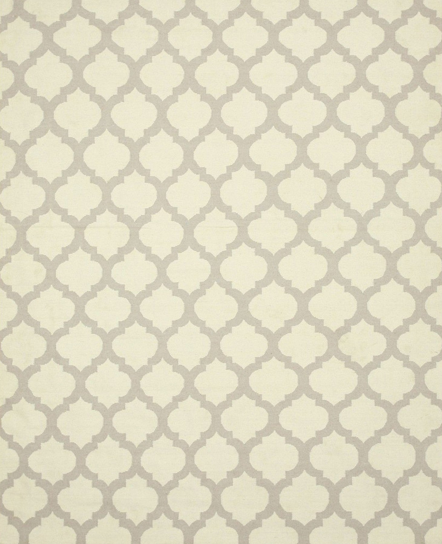 Isolated view of Maya Moroccan Ivory Flatweave Wool Rug, showcasing its intricate geometric design and texture.