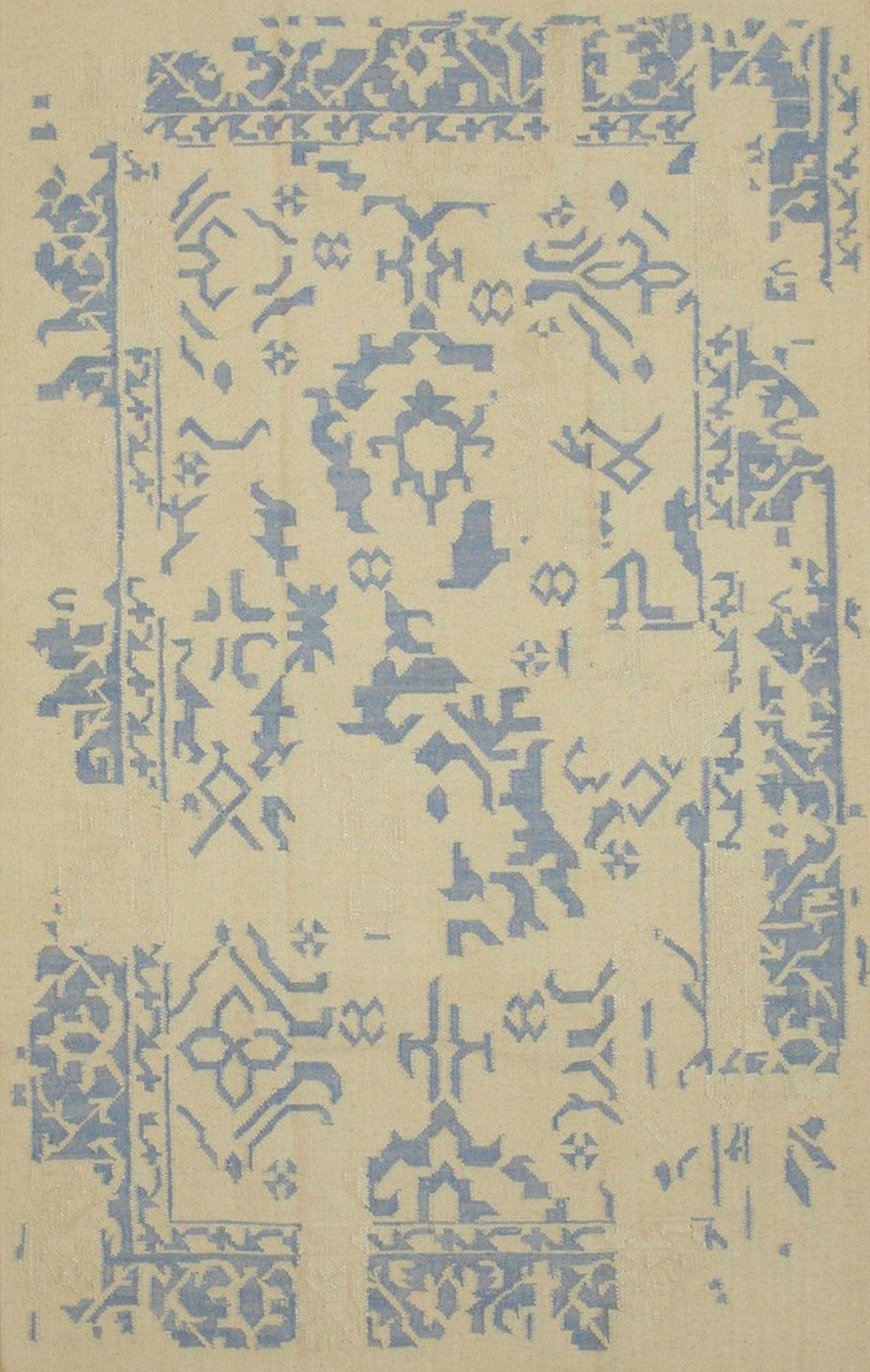 Isolated view of Stylish Graceful Blue Flatweave Wool Rug, showcasing its design.