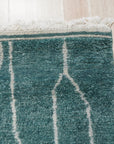 Beautiful Celia Green Hand Knotted Wool Rug, its lush green hues and intricate hand-knotted wool texture enriching a warmly lit living space; positioned as a vibrant foundation beneath contemporary furniture.