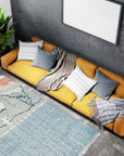 Comfortable Moroccan Multicolor Hand Knotted Wool Rug, vibrant mix of colors and textures in a traditionally knotted wool rug, displayed on a light wood floor, creating a warm and inviting space.
