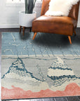 Hand-knotted wool rug titled "Comfortable Moroccan Multicolor Hand Knotted Wool Rug" displays vibrant hues and traditional patterns, anchoring a living space with warmth and texture.