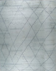 Isolated view of Penelope Diamond Silver Hand Knotted Wool Rug, showcasing its intricate diamond pattern and shimmering silver tones.