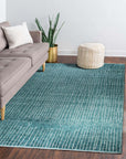 Lush Moroccan Green Hand Knotted Wool Rug, vibrant green hues and intricate Moroccan patterns enliven a light, airy room, handcrafted from soft wool.