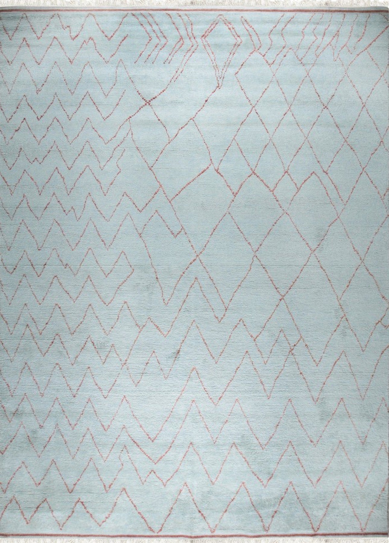 Isolated view of Isla Moroccan Light Blue Hand Knotted Wool Rug, showcasing its design.