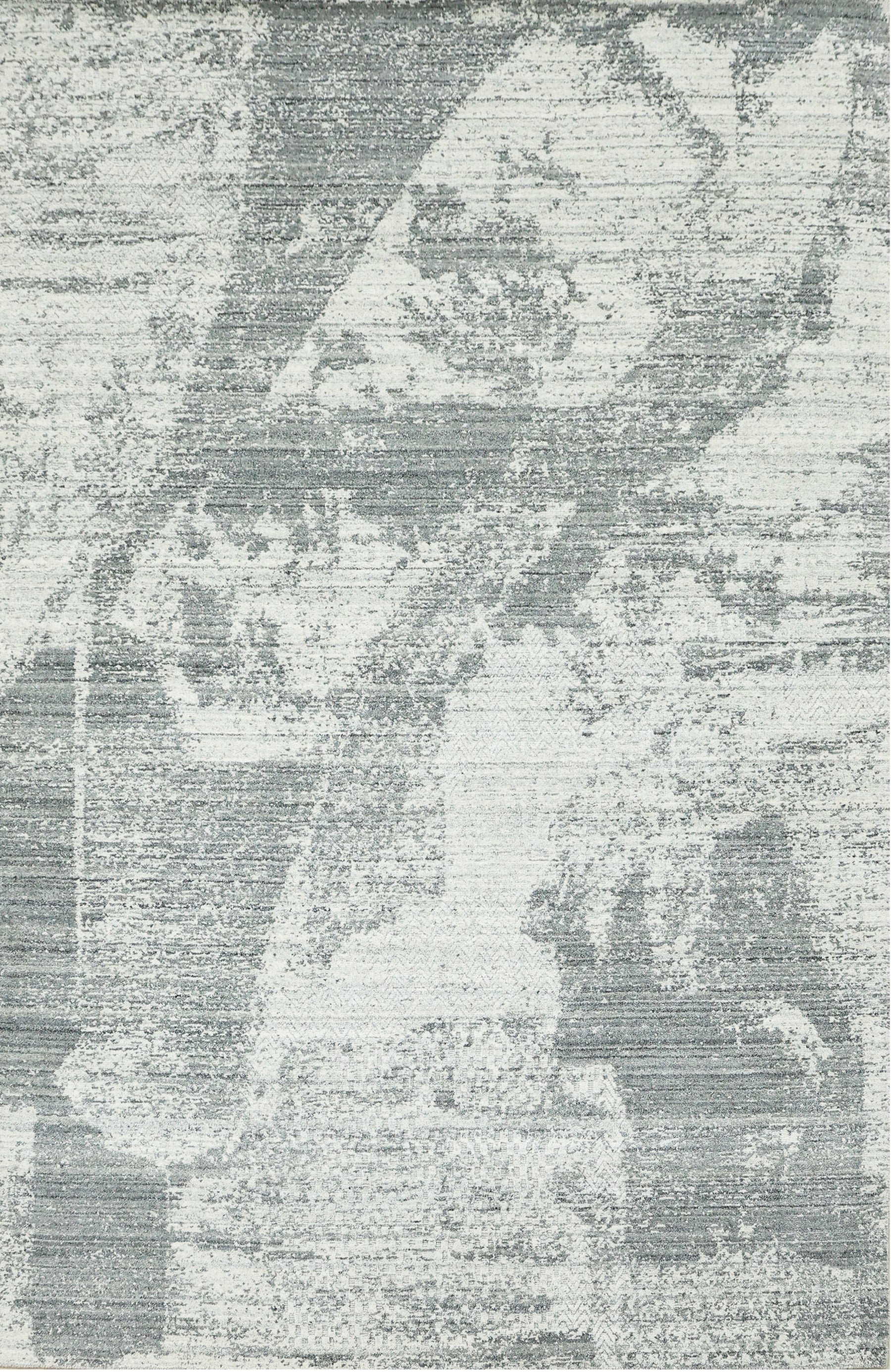 Isolated view of Versatile Freya Gray Handmade Wool Rug, showcasing its subtle geometric pattern and textured wool construction.