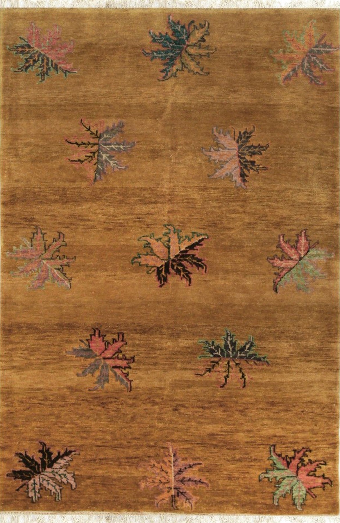 Isolated view of Isla Willow Brown Hand Knotted Wool Rug, showcasing its intricate, organic pattern.