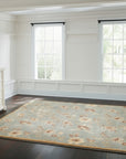 Amara Elegant Blue Machine Made Wool Rug