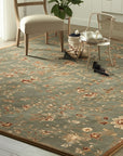 Amara Elegant Blue Machine Made Wool Rug