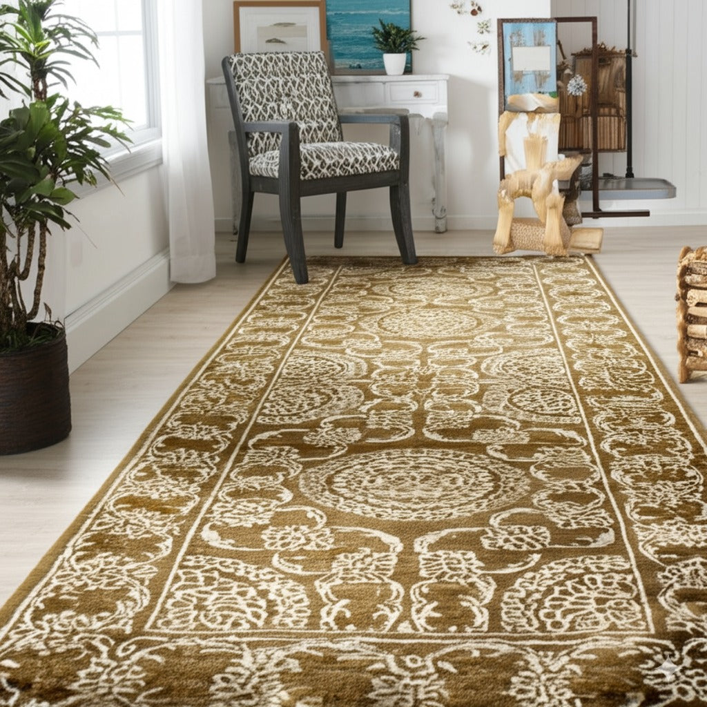 Tessa Ella Brown Hand Knotted Afghan Wool Rug