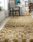 Tessa Ella Brown Hand Knotted Afghan Wool Rug