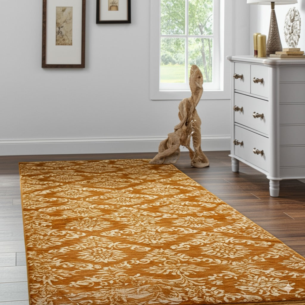 Rustic Bespoke Brown Hand Knotted Afghan Wool Rug