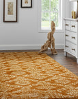 Rustic Bespoke Brown Hand Knotted Afghan Wool Rug