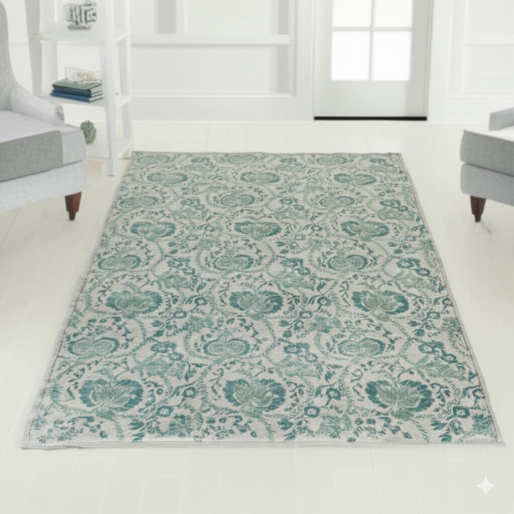 Cassandra Bianca Green Hand Knotted Afghan Wool Rug