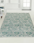 Cassandra Bianca Green Hand Knotted Afghan Wool Rug