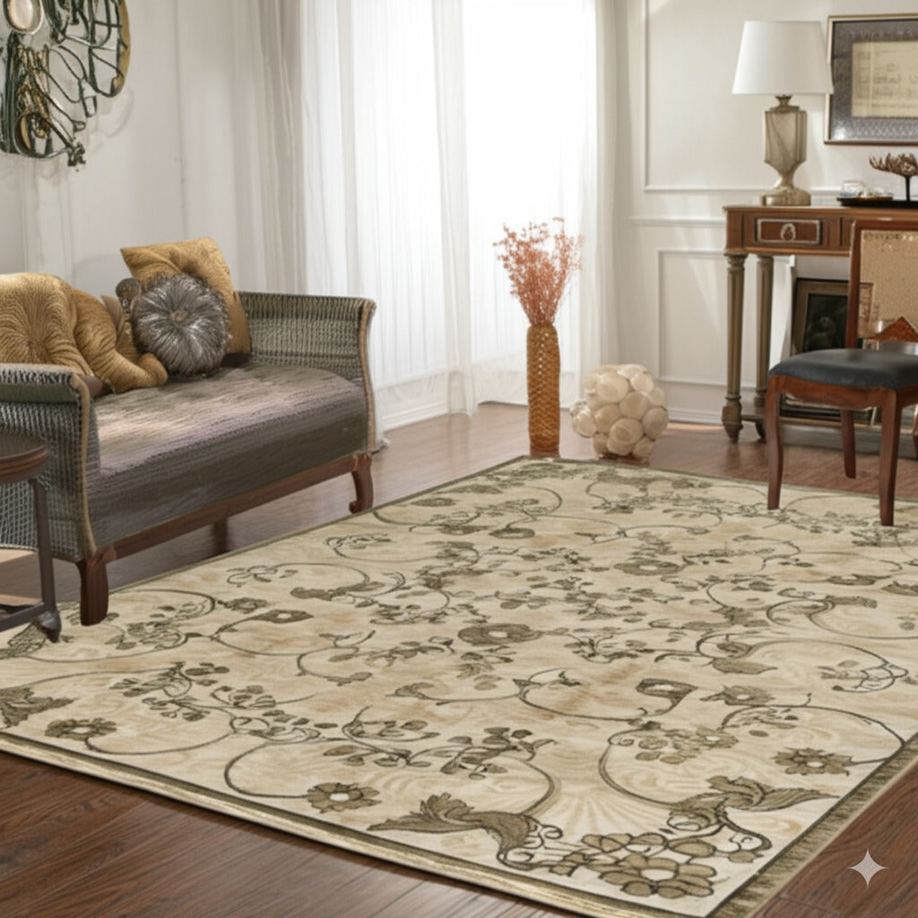 Elena Ophelia Ivory Hand Knotted Afghan Wool Rug