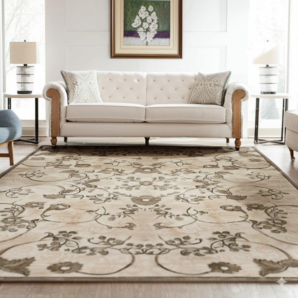 Elena Ophelia Ivory Hand Knotted Afghan Wool Rug