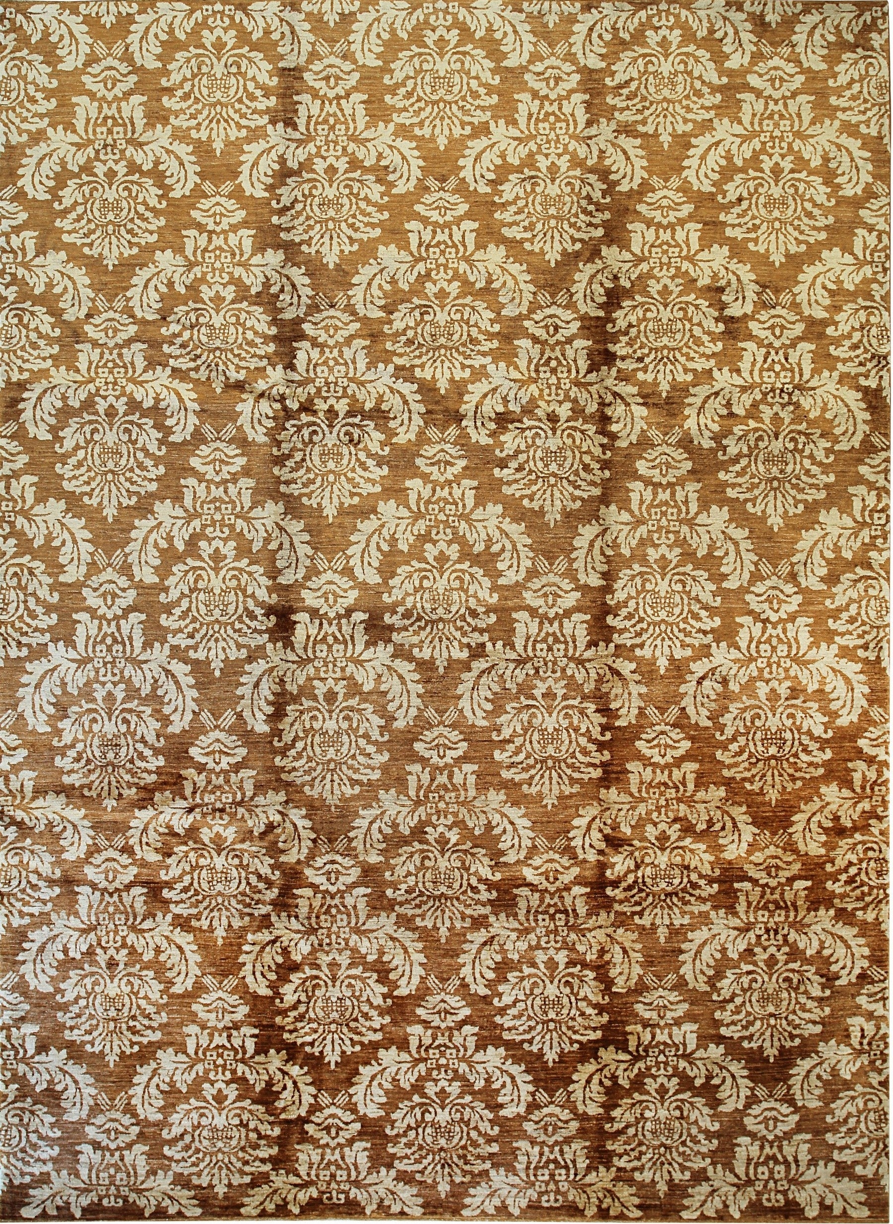 Isolated view of Refined Bespoke Brown Hand Knotted Afghan Wool Rug, showcasing its intricate geometric design and warm, earthy tones.