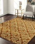 Refined Bespoke Brown Hand Knotted Afghan Wool Rug