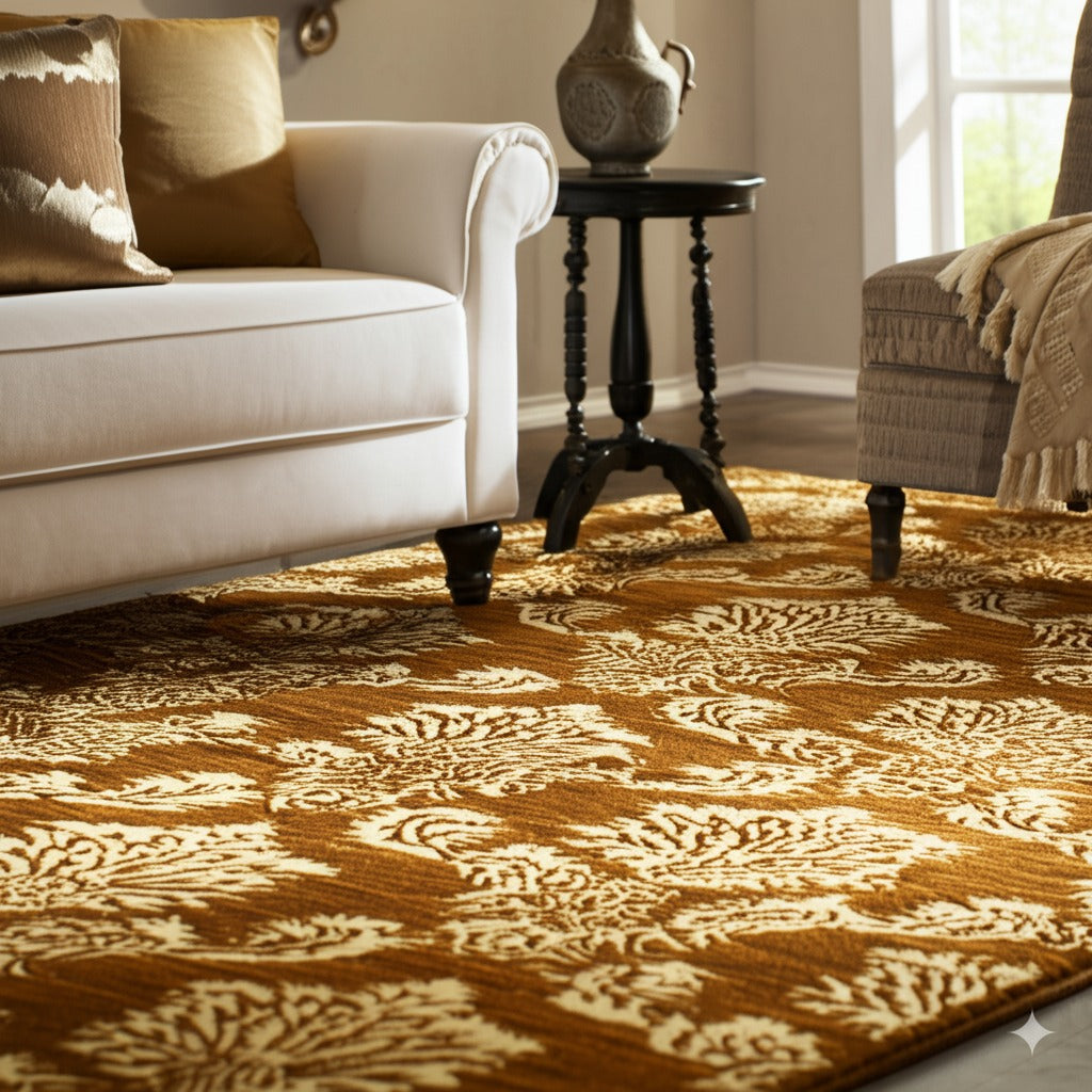 Refined Bespoke Brown Hand Knotted Afghan Wool Rug