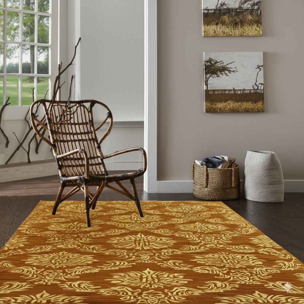 Refined Bespoke Brown Hand Knotted Afghan Wool Rug