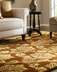 Refined Bespoke Brown Hand Knotted Afghan Wool Rug